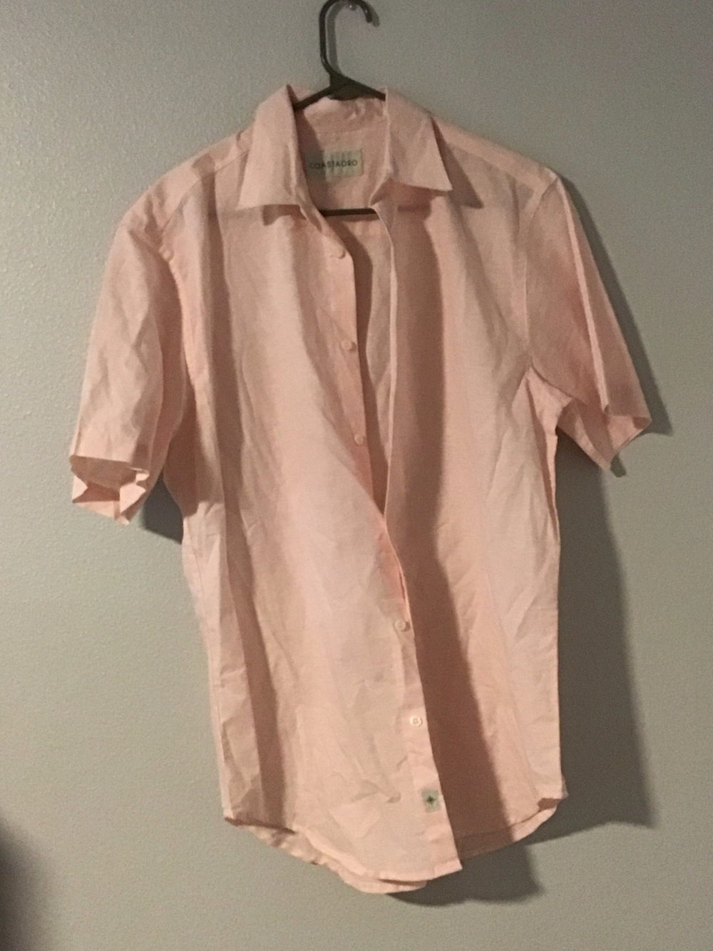 Men's Light Pink Short-Sleeve Button-Up Shirt